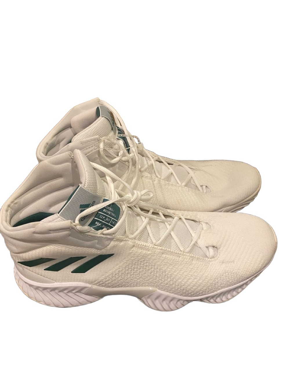 Adidas White and Teal Basketball Sneakers